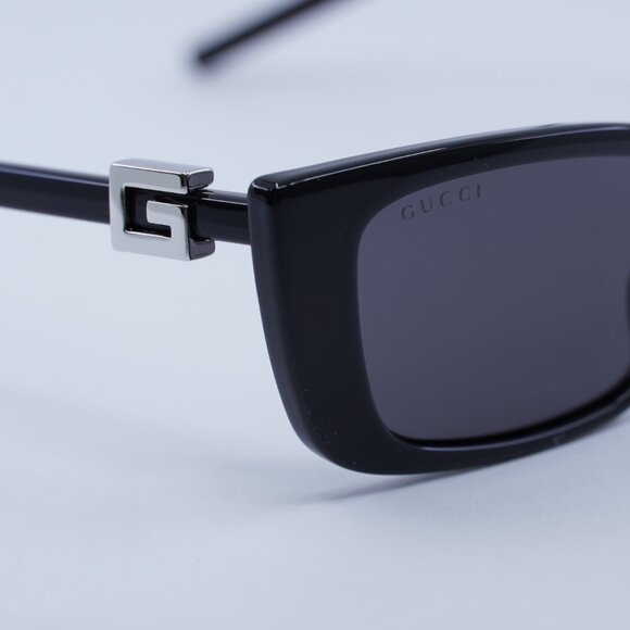 ?️ New Gucci GG1681S 001 Sunglasses - Shiny Black Frame, Solid Grey Lens… main image 9